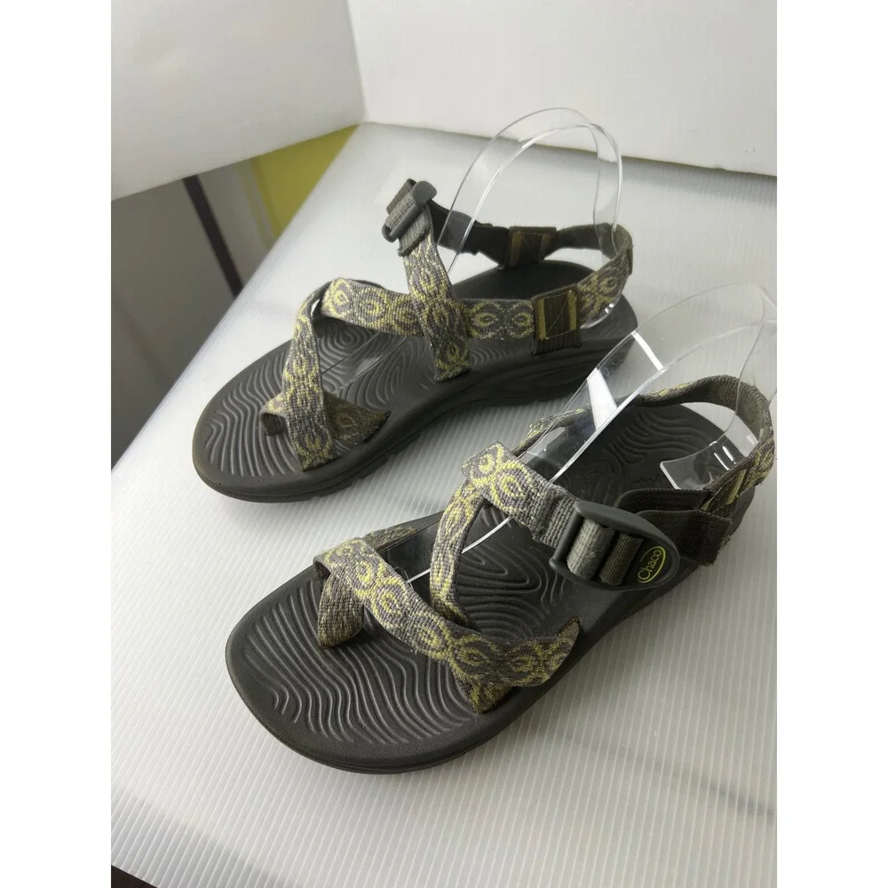 Chaco Z Cloud 2 Womens Athletic Sandals  Gray Yellow Geometric Strappy 7
